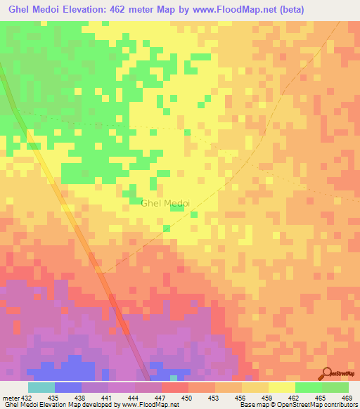 Ghel Medoi,Somalia Elevation Map
