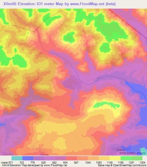 Xilmilli,Azerbaijan Elevation Map