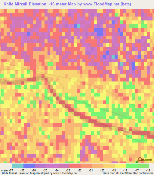 Khila Mirzali,Azerbaijan Elevation Map