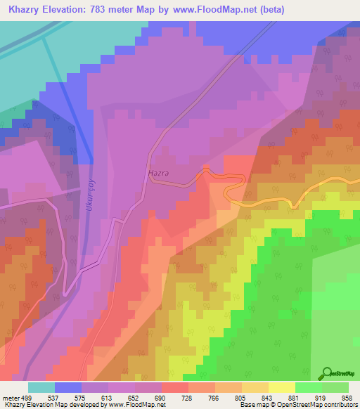 Khazry,Azerbaijan Elevation Map