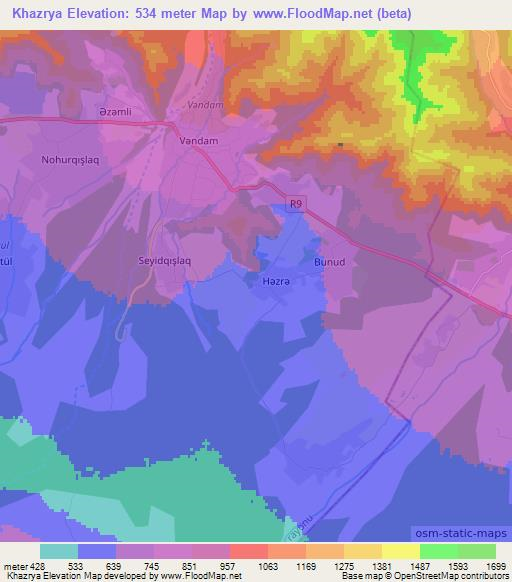 Khazrya,Azerbaijan Elevation Map