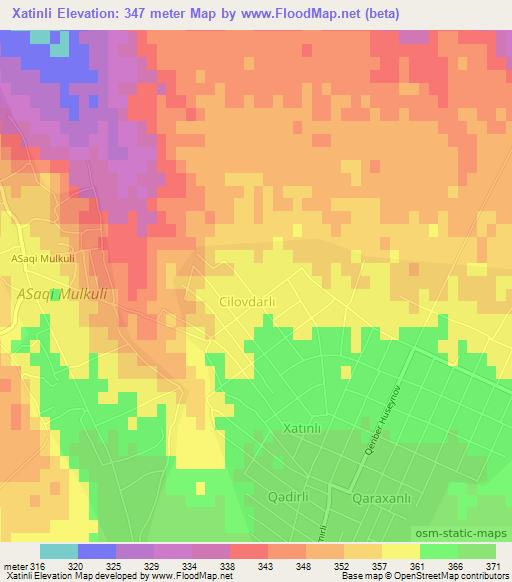 Xatinli,Azerbaijan Elevation Map