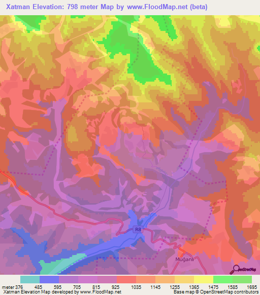 Xatman,Azerbaijan Elevation Map