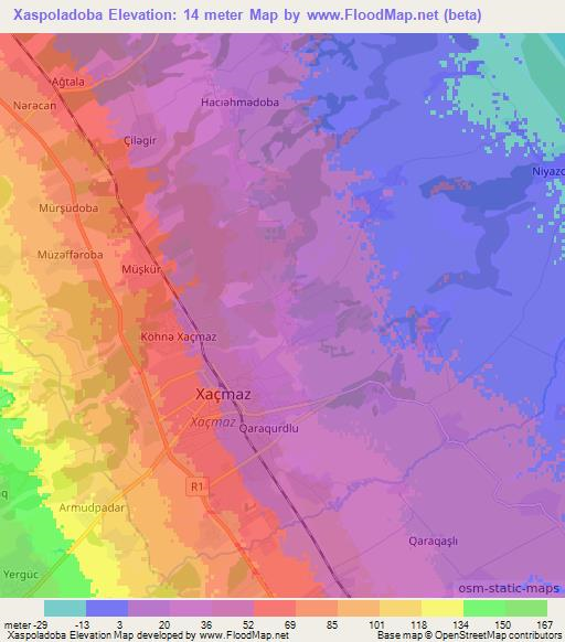 Xaspoladoba,Azerbaijan Elevation Map