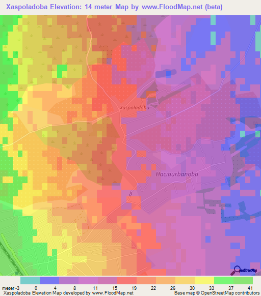 Xaspoladoba,Azerbaijan Elevation Map