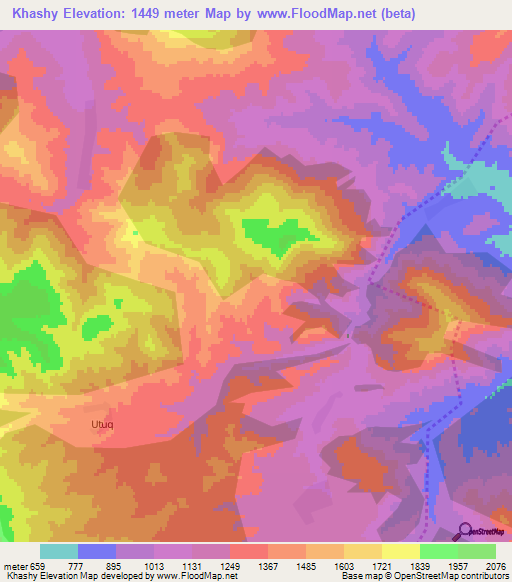 Khashy,Azerbaijan Elevation Map