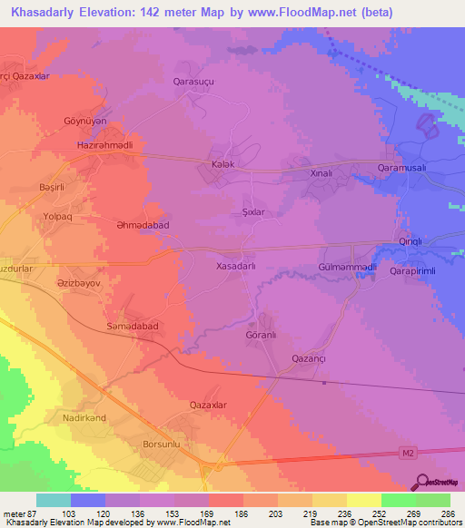 Khasadarly,Azerbaijan Elevation Map