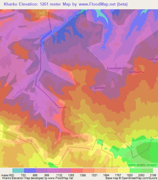 Kharko,Azerbaijan Elevation Map
