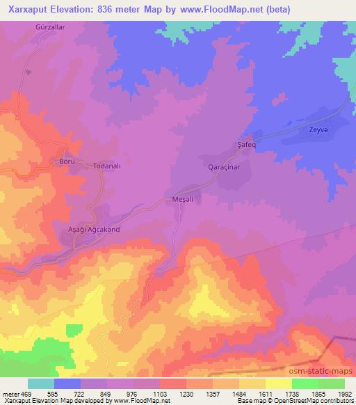 Xarxaput,Azerbaijan Elevation Map