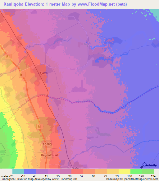 Xanliqoba,Azerbaijan Elevation Map