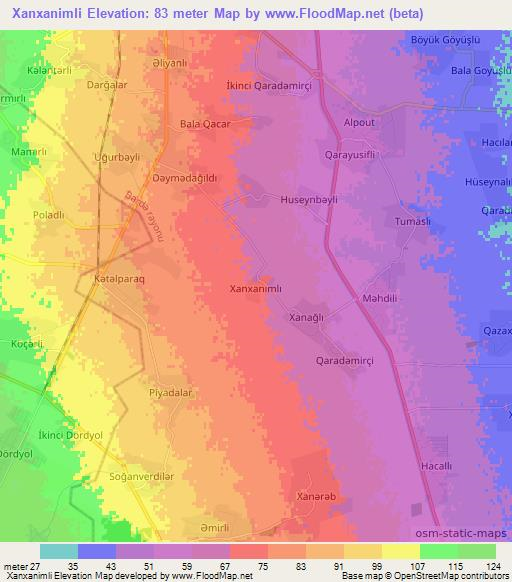 Xanxanimli,Azerbaijan Elevation Map