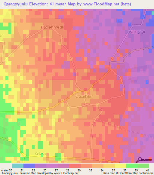 Qaraqoyunlu,Azerbaijan Elevation Map