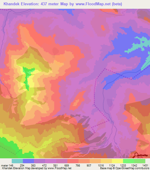 Khandek,Azerbaijan Elevation Map