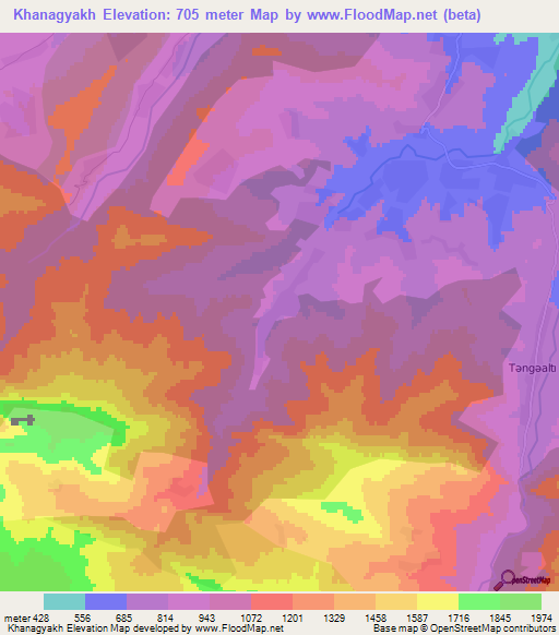 Khanagyakh,Azerbaijan Elevation Map