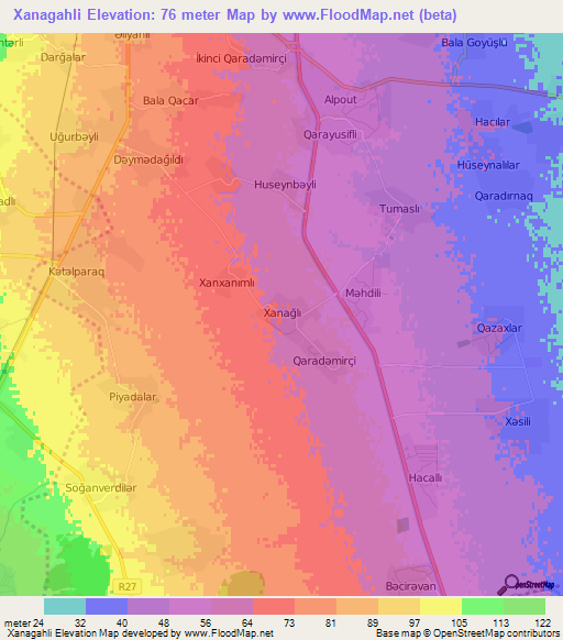 Xanagahli,Azerbaijan Elevation Map
