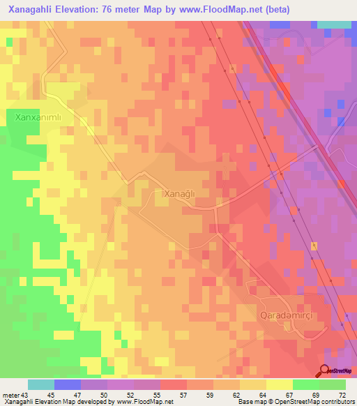 Xanagahli,Azerbaijan Elevation Map