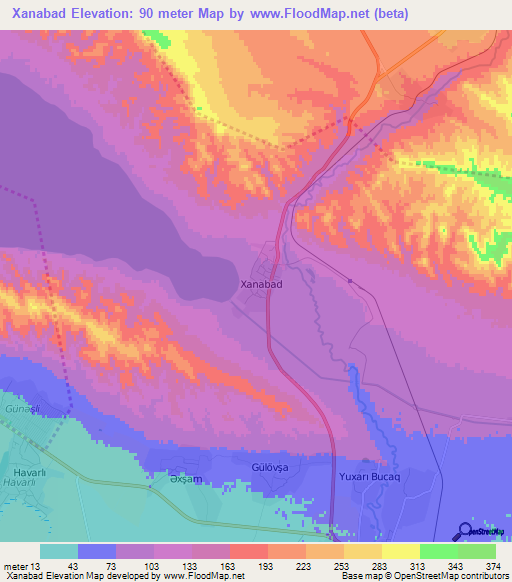 Xanabad,Azerbaijan Elevation Map