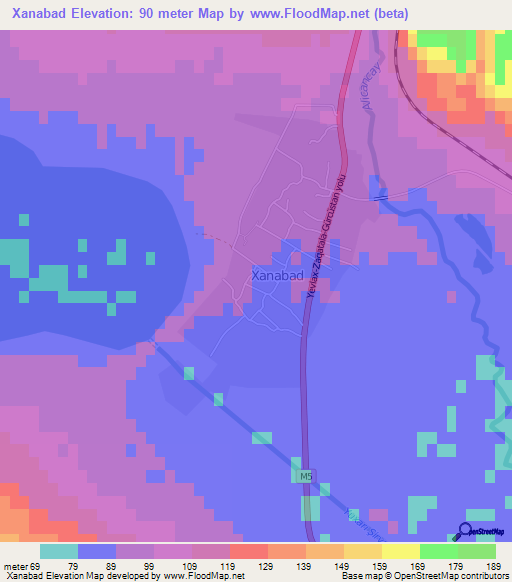 Xanabad,Azerbaijan Elevation Map