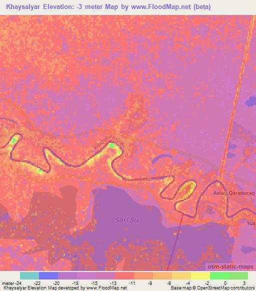 Khaysalyar,Azerbaijan Elevation Map