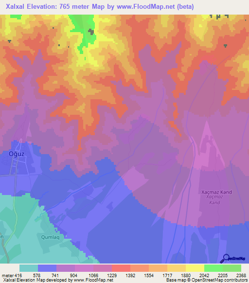 Xalxal,Azerbaijan Elevation Map