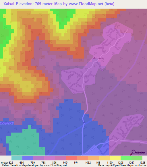 Xalxal,Azerbaijan Elevation Map