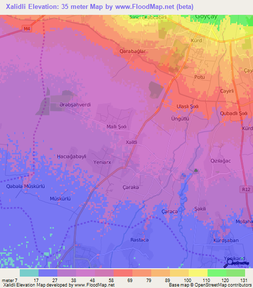 Xalidli,Azerbaijan Elevation Map