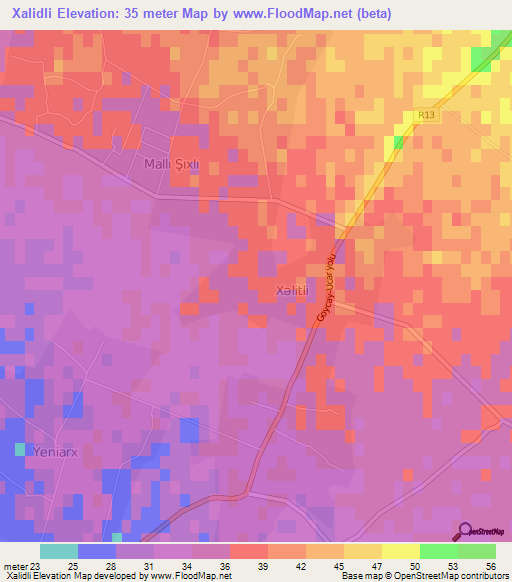 Xalidli,Azerbaijan Elevation Map