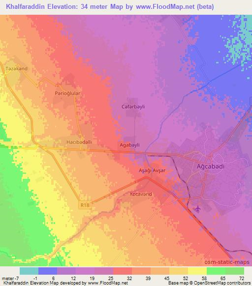 Khalfaraddin,Azerbaijan Elevation Map