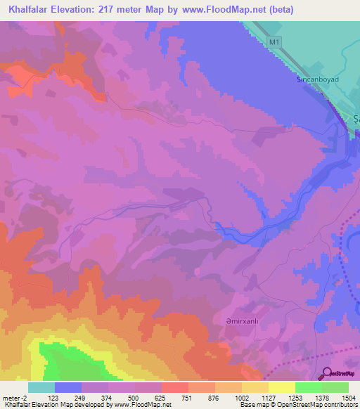 Khalfalar,Azerbaijan Elevation Map