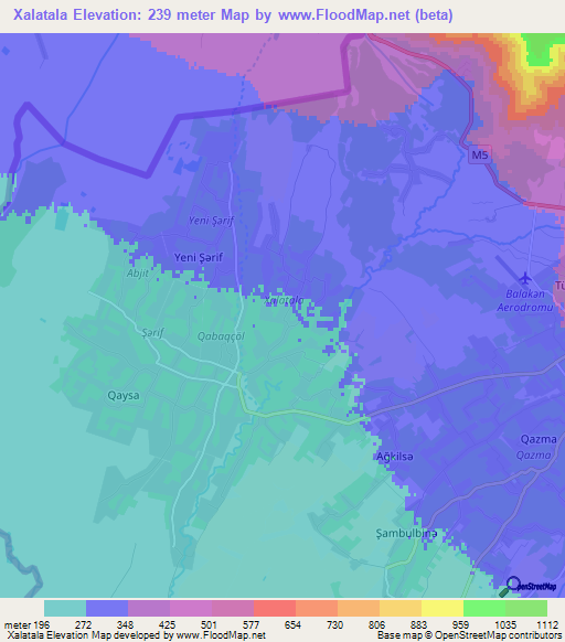 Xalatala,Azerbaijan Elevation Map
