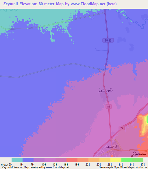 Zeytunli,Iran Elevation Map