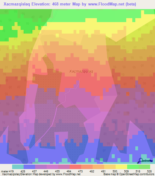 Xacmazqislaq,Azerbaijan Elevation Map