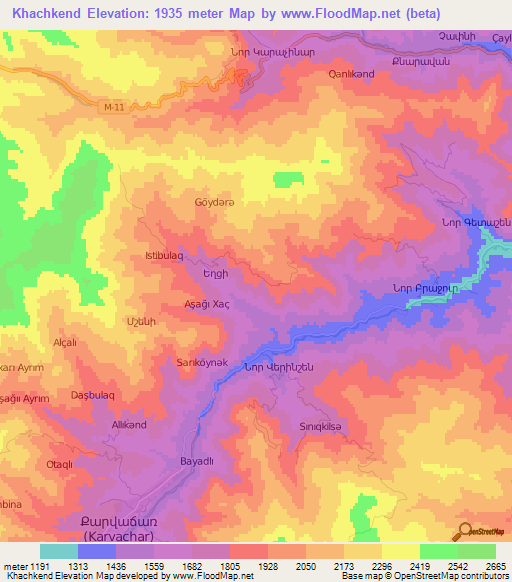 Khachkend,Azerbaijan Elevation Map