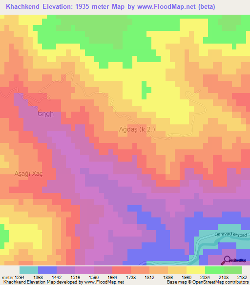 Khachkend,Azerbaijan Elevation Map