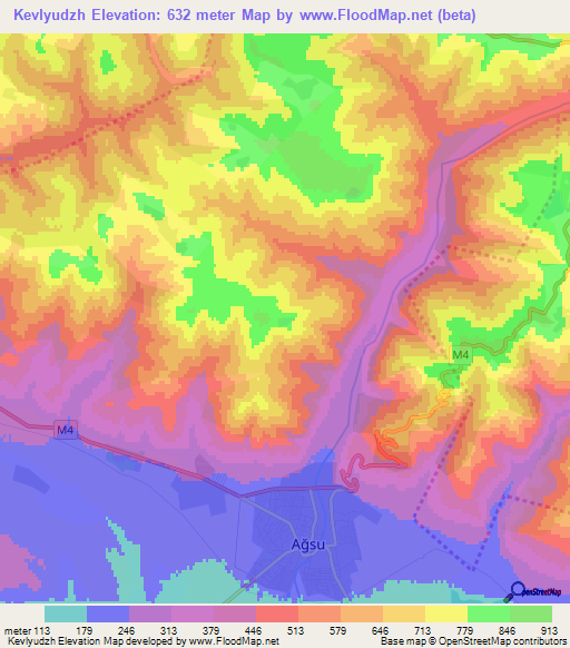 Kevlyudzh,Azerbaijan Elevation Map