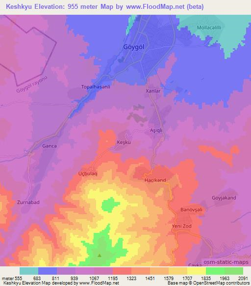 Keshkyu,Azerbaijan Elevation Map