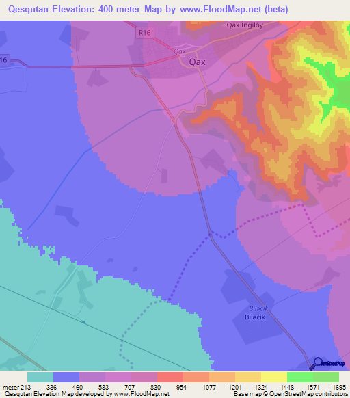 Qesqutan,Azerbaijan Elevation Map