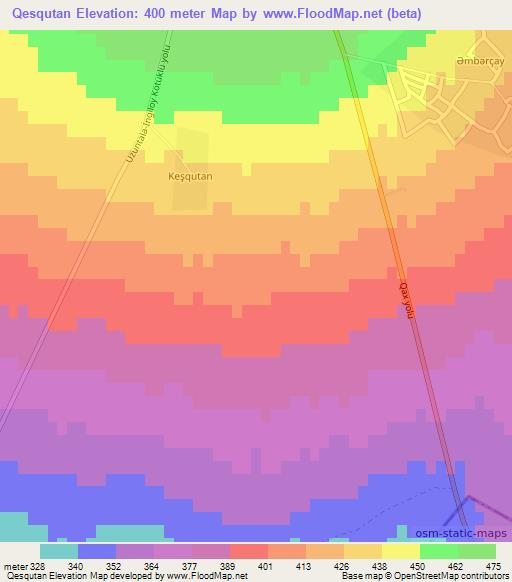 Qesqutan,Azerbaijan Elevation Map