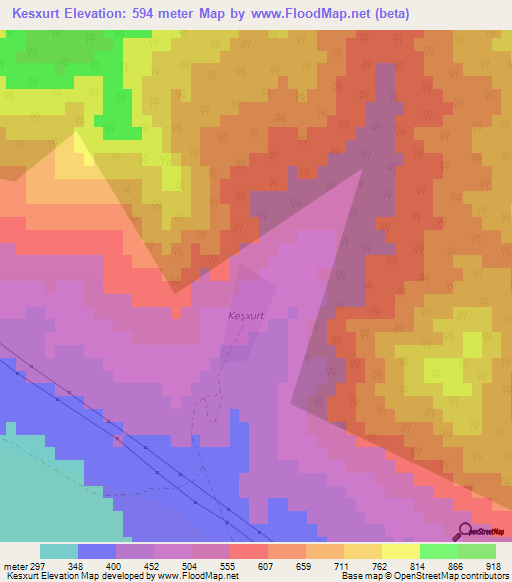 Kesxurt,Azerbaijan Elevation Map