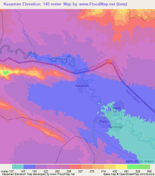 Kesaman,Azerbaijan Elevation Map