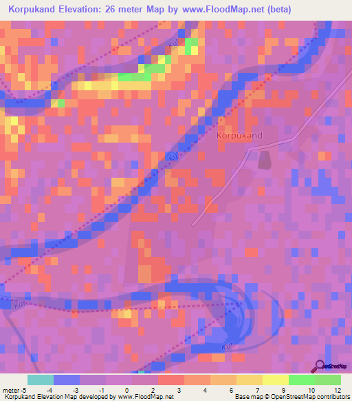 Korpukand,Azerbaijan Elevation Map