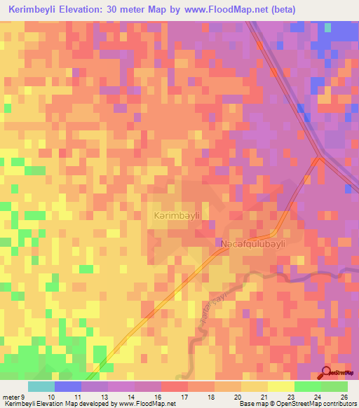 Kerimbeyli,Azerbaijan Elevation Map
