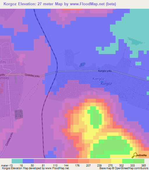 Korgoz,Azerbaijan Elevation Map