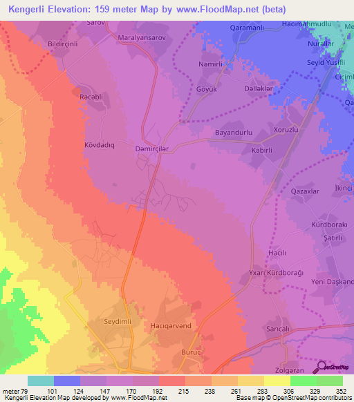 Kengerli,Azerbaijan Elevation Map