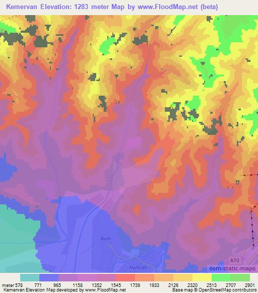 Kemervan,Azerbaijan Elevation Map