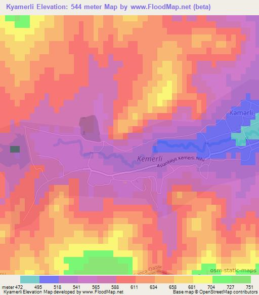 Kyamerli,Azerbaijan Elevation Map