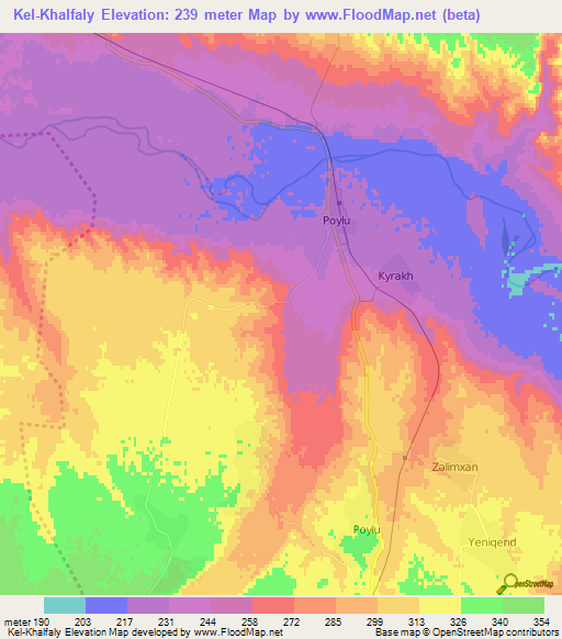 Kel-Khalfaly,Azerbaijan Elevation Map