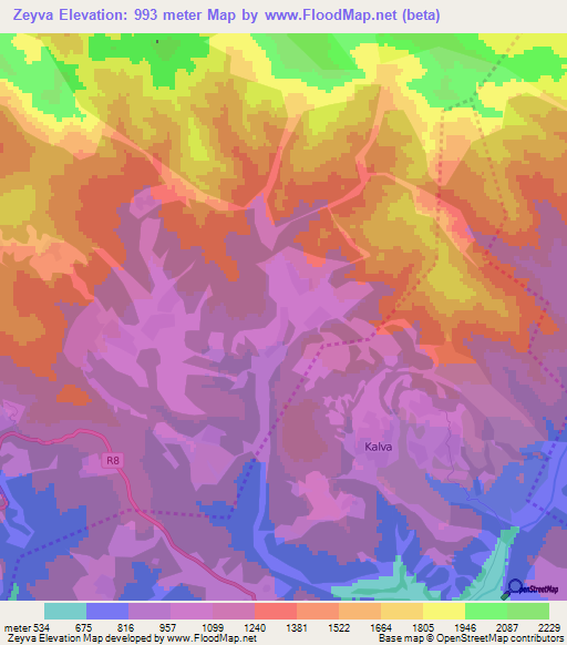 Zeyva,Azerbaijan Elevation Map