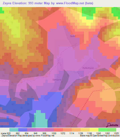 Zeyva,Azerbaijan Elevation Map