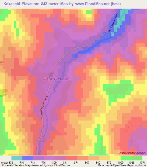 Koxanabi,Azerbaijan Elevation Map